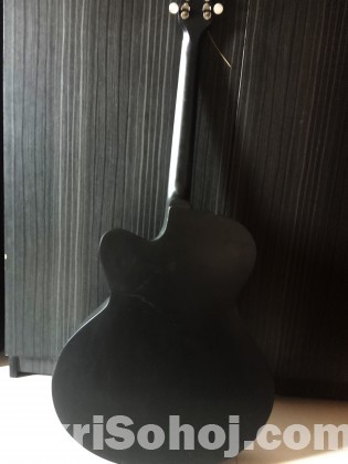 Custom Made Acoustic Guitar Black with picks & bag